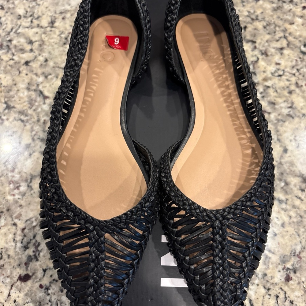 INC International Concepts Black Woven Flats